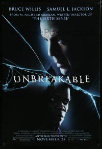 7k814 UNBREAKABLE advance DS 1sh '00 M. Night Shyamalan directed, Bruce Willis, Samuel L. Jackson!