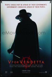7k822 V FOR VENDETTA teaser DS 1sh '05 Wachowski Bros, cool silhouette of Hugo Weaving!