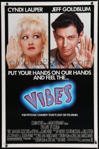 7k823 VIBES 1sh '88 great portraits of Cyndi Lauper & Jeff Goldblum, feel the vibes!