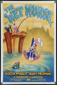7k827 WET NURSE Kilian 1sh '88 Baby Herman goes fishing w/Roger Rabbit as the bait!