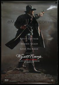 7k841 WYATT EARP 1sh '94 cool image of Kevin Costner in the title role firing gun!