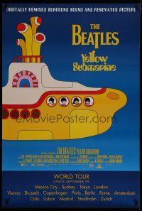 7k845 YELLOW SUBMARINE advance DS 1sh R99 psychedelic art of Beatles John, Paul, Ringo & George!