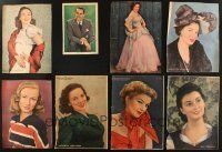 7m184 LOT OF 67 NEWSPAPER SUPPLEMENT COVERS '40s-50s color portraits of top actors & actresses!