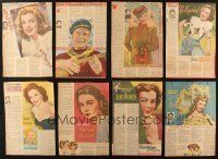 7m190 LOT OF 35 NEWSPAPER PAGES '40s-50s Louella O. Parsons in Hollywood articles w/color images!