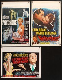 7m313 LOT OF 3 UNFOLDED REPRO BELGIAN POSTERS '90s Dial M For Murder, Psycho, Notorious, Hitchcock