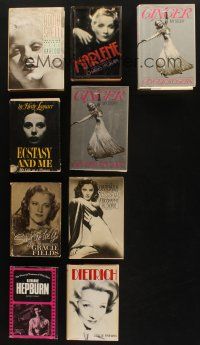 7m112 LOT OF 9 ACTRESS BIOGRAPHY HARDCOVER BOOKS '60s-90s Harlow, Dietrich, Ginger Rogers & more!