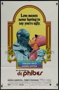 7p016 ABOMINABLE DR. PHIBES 1sh '71 Vincent Price, love means never having to say you're ugly