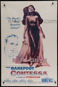 7p064 BAREFOOT CONTESSA 1sh R60 Humphrey Bogart & artwork of sexy full-length Ava Gardner!