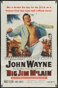 7p084 BIG JIM McLAIN 1sh '52 Uncle Sam said Go Get 'Em & BIG John Wayne was the man they sent!