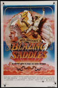 7p094 BLAZING SADDLES 1sh '74 classic Mel Brooks western, art of Cleavon Little by John Alvin!