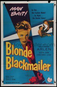 7p098 BLONDE BLACKMAILER 1sh '58 bad girl Susan Shaw's body was the secret to the shakedown!