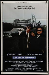 7p104 BLUES BROTHERS 1sh '80 John Belushi & Dan Aykroyd are on a mission from God!