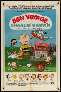 7p110 BON VOYAGE CHARLIE BROWN 1sh '80 Charles M. Schulz, Snoopy & the Peanuts Gang!