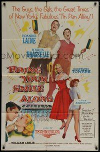 7p126 BRING YOUR SMILE ALONG 1sh '55 sexy Constance Towers & Lucy Marlow, first Blake Edwards!