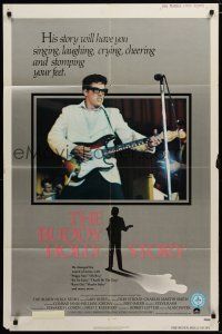7p129 BUDDY HOLLY STORY 1sh '78 great image of Gary Busey performing on stage with guitar!