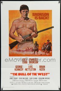7p130 BULL OF THE WEST int'l 1sh '72 Winston art of shirtless Charles Bronson w/rifle!