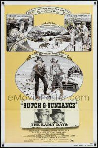 7p134 BUTCH & SUNDANCE - THE EARLY DAYS 1sh '79 artwork of Tom Berenger & William Katt!