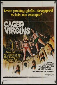 7p138 CAGED VIRGINS 1sh '73 Marie Castel, Mireille D'Argent, sexy girls trapped with no escape!