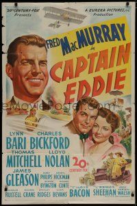 7p147 CAPTAIN EDDIE 1sh '45 stone litho of Fred MacMurray as aviator Eddie Rickenbaker!