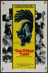 7p157 CAT O' NINE TAILS 1sh '71 Dario Argento's Il Gatto a Nove Code, wild horror art of cat!