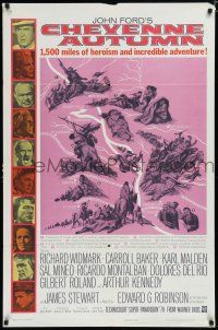 7p165 CHEYENNE AUTUMN 1sh '64 John Ford directed, 1,500 miles of heroism and incredible adventure!