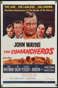 7p186 COMANCHEROS 1sh '61 cowboy John Wayne, Stuart Whitman, directed by Michael Curtiz!