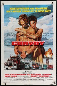 7p198 CONVOY 1sh '78 art of barechested trucker Kris Kristofferson & sexy Ali McGraw!