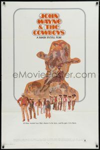 7p209 COWBOYS int'l 1sh '72 John Wayne & the Cowboys, cool Craig Nelson western art!
