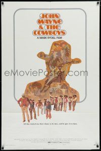 7p210 COWBOYS style B 1sh '72 John Wayne & the Cowboys, cool Craig Nelson western art!