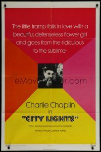 7p178 CITY LIGHTS 1sh R72 Charlie Chaplin goes from the ridiculous to the sublime!