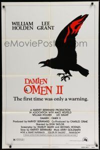 7p224 DAMIEN OMEN II style A 1sh '78 William Holden, Lee Grant, cool art of demonic crow!
