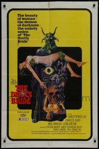 7p237 DEVIL'S BRIDE 1sh '68 wild art, the union of the beauty of woman and the demon of darkness!