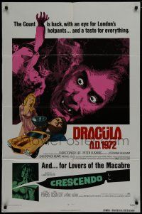 7p255 DRACULA A.D. 1972/CRESCENDO 1sh '72 Hammer horror double-bill!