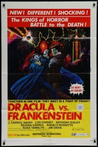 7p258 DRACULA VS. FRANKENSTEIN 1sh '71 monster art of the kings of horror battling to the death!