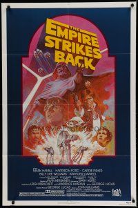 7p271 EMPIRE STRIKES BACK 1sh R82 George Lucas sci-fi classic, cool artwork by Tom Jung!
