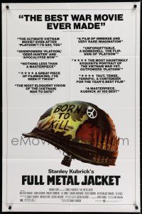 7p322 FULL METAL JACKET English 1sh '87 Stanley Kubrick Vietnam War movie, Castle art!