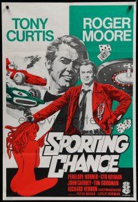 7p794 SPORTING CHANCE English 1sh '75 art of Tony Curtis & Roger Moore, The Persuaders!
