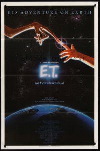 7p262 E.T. THE EXTRA TERRESTRIAL 1sh '82 Drew Barrymore, Steven Spielberg classic, Alvin art!