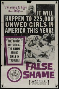 7p284 FALSE SHAME 1sh '58 the shocking shameless story of nice girls who become girls in trouble!