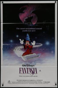7p287 FANTASIA 1sh R85 great image of Mickey Mouse & others, Disney musical cartoon classic!