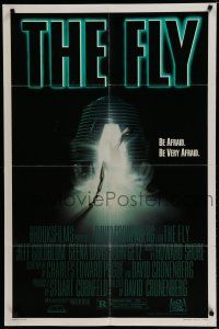 7p304 FLY style A 1sh '86 David Cronenberg, Jeff Goldblum, cool sci-fi art of telepod by Mahon!