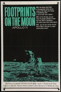 7p307 FOOTPRINTS ON THE MOON 1sh '69 the real story of Apollo 11, cool image of moon landing!