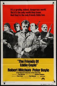 7p319 FRIENDS OF EDDIE COYLE int'l 1sh '73 Robert Mitchum in a grubby, violent, dangerous world!