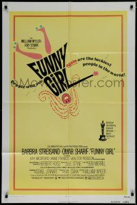 7p325 FUNNY GIRL 1sh R72 Barbra Streisand, Omar Sharif, directed by William Wyler!
