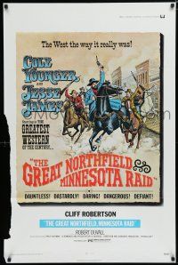 7p349 GREAT NORTHFIELD MINNESOTA RAID 1sh '72 cool artwork of wild west outlaws!