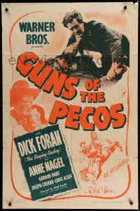 7p361 GUNS OF THE PECOS 1sh R43 Dick Foran, Anne Nagel, Gordon Hart, western action!