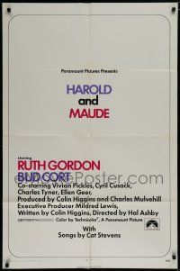 7p369 HAROLD & MAUDE 1sh '71 Ruth Gordon, Bud Cort is equipped to deal w/life!