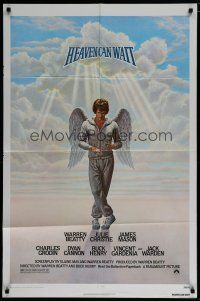 7p374 HEAVEN CAN WAIT 1sh '78 Lettick art of angel Warren Beatty wearing sweats, football!