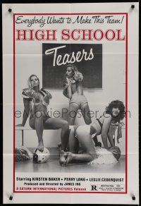 7p378 HIGH SCHOOL TEASERS 1sh '81 cheerleaders in football pads & little else!
