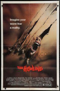 7p395 HOWLING 1sh '81 Joe Dante, cool image of screaming female attacked by werewolf!
